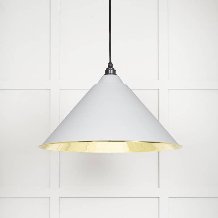 Smooth Brass Hockley Pendant in Flock