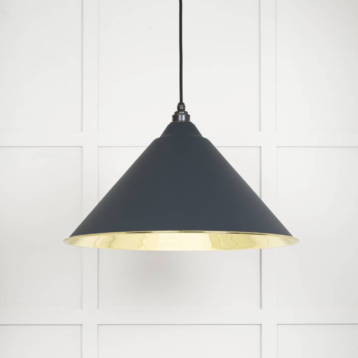 Smooth Brass Hockley Pendant in Soot