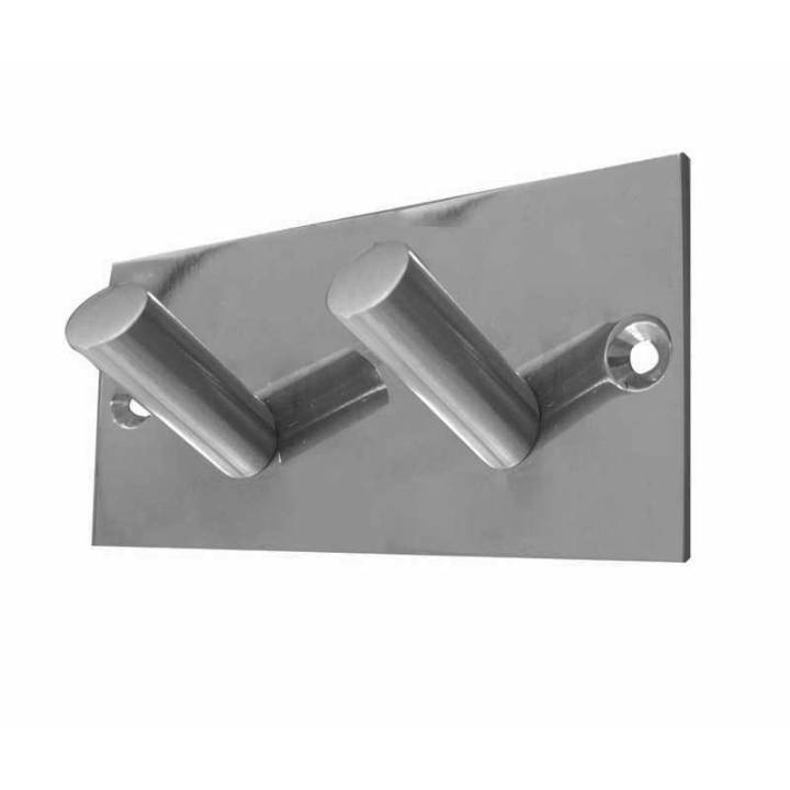 FRELAN DOUBLE ROBE HOOK SATIN STAINLESS 94x46mm