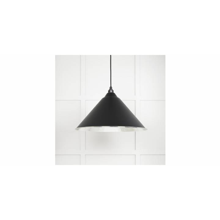 Hammered Nickel Hockley Pendant in Elan Black