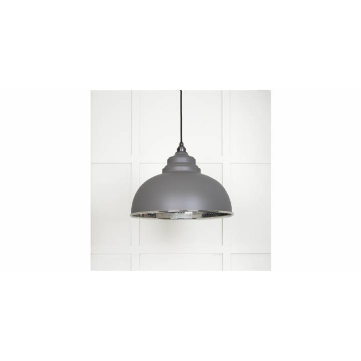 Hammered Nickel Harborne Pendant in Bluff