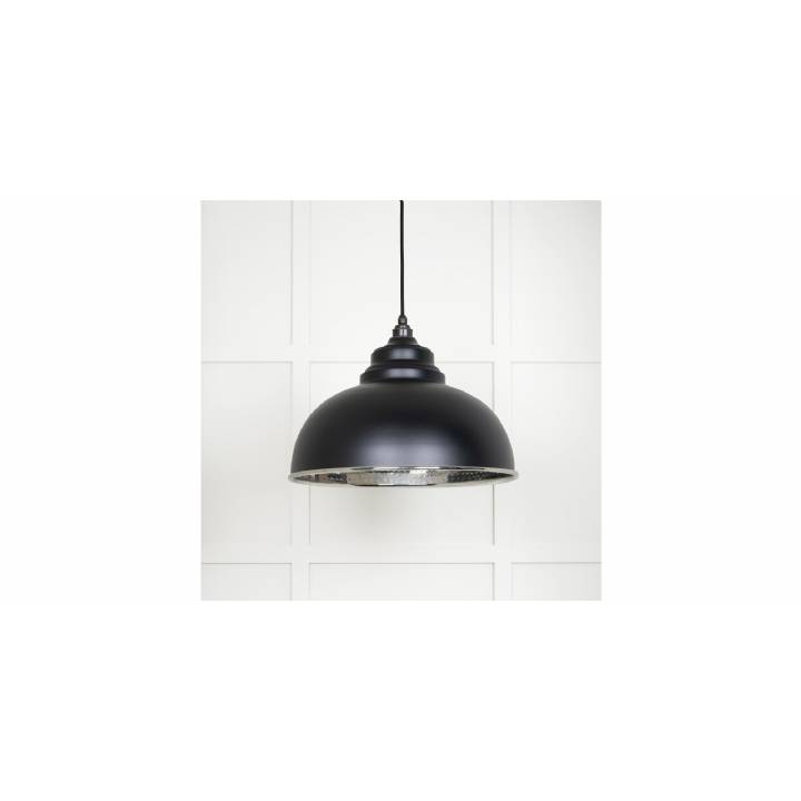 Hammered Nickel Harborne Pendant in Elan Black