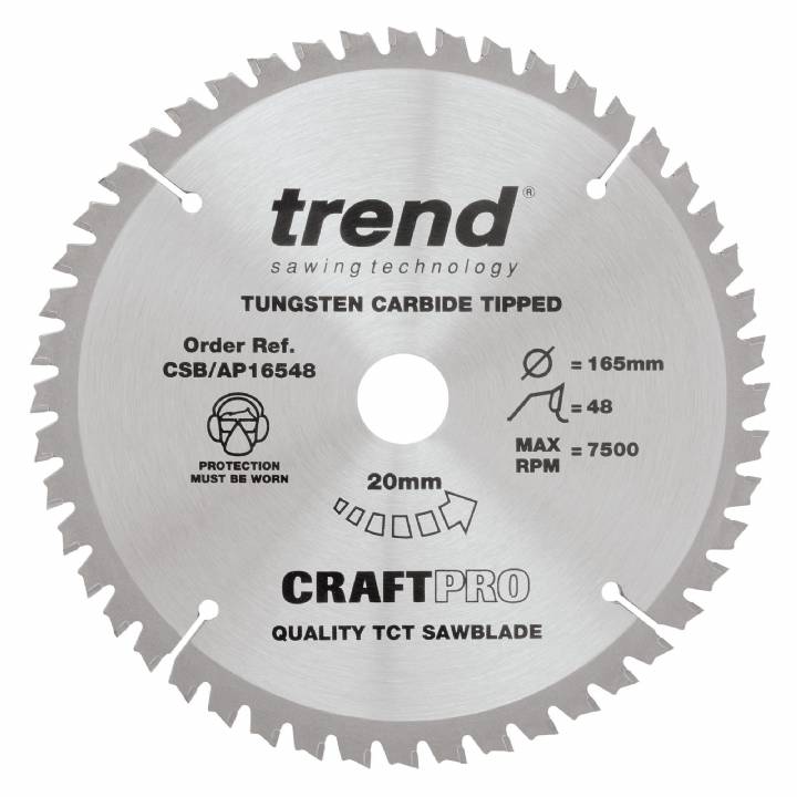 TREND CRAFT CIRCULAR SAW BLADE FOR ALUMINUM AND PLASTIC 165 x 20MM 48T