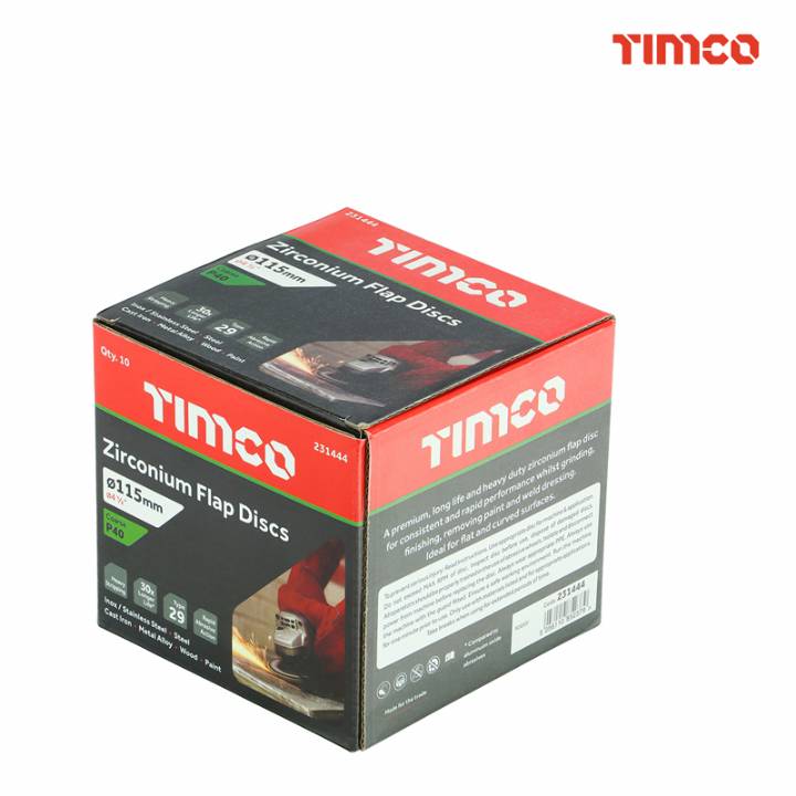 TIMCO ZIRCONIUM FLAP DISC 115MM PK.10