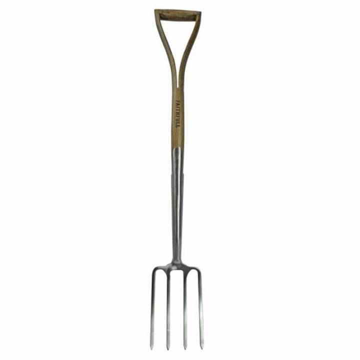 FAITHFULL PRESTIGE STAINLESS STEEL BORDER FORK ASH HANDLE