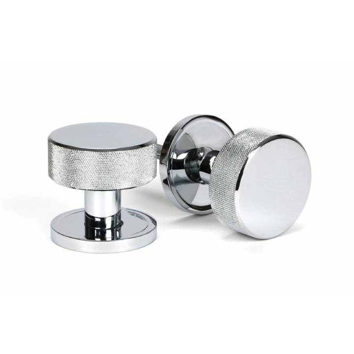 Polished Chrome Brompton Mortice/Rim Knob Set (Plain)