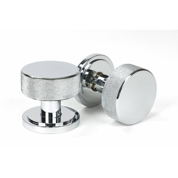 Polished Chrome Brompton Mortice/Rim Knob Set (Art Deco)