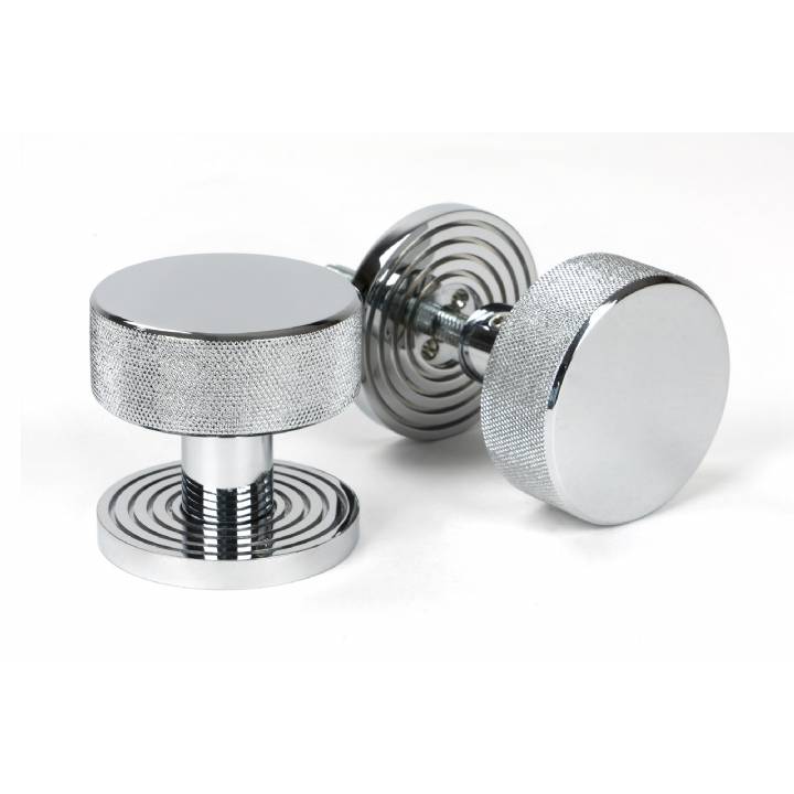 Polished Chrome Brompton Mortice/Rim Knob Set (Beehive)