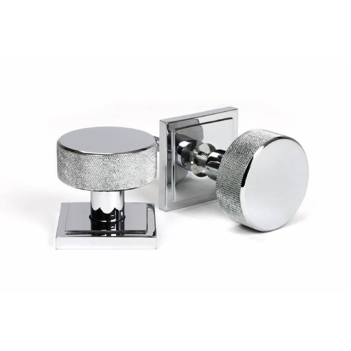 Polished Chrome Brompton Mortice/Rim Knob Set (Square)