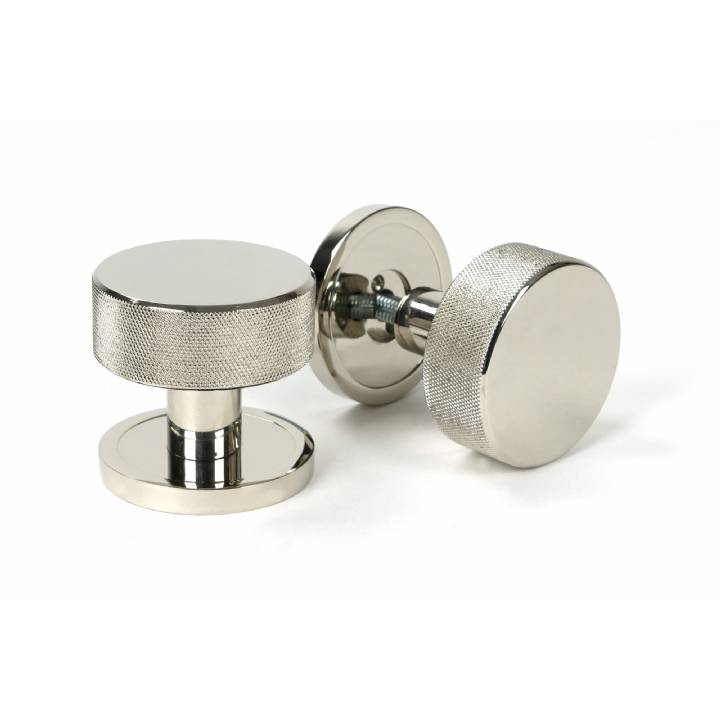 Polished Nickel Brompton Mortice/Rim Knob Set (Plain)