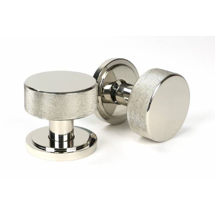 Polished Nickel Brompton Mortice/Rim Knob Set (Art Deco)