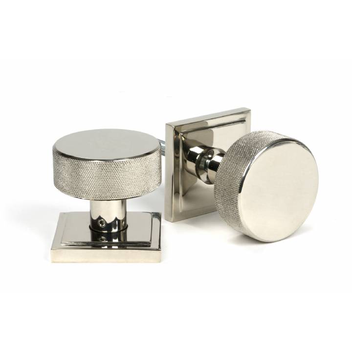 Polished Nickel Brompton Mortice/Rim Knob Set (Square)