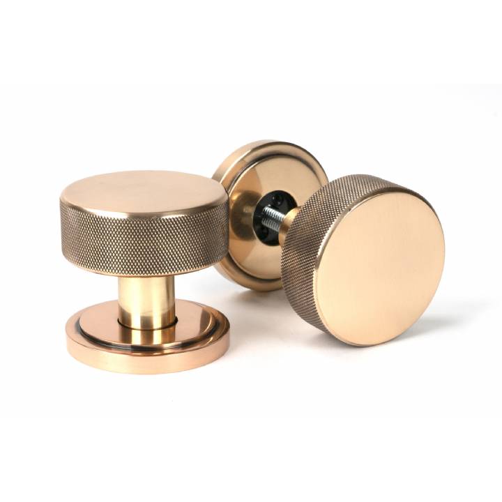 Polished Bronze Brompton Mortice/Rim Knob Set (Art Deco)