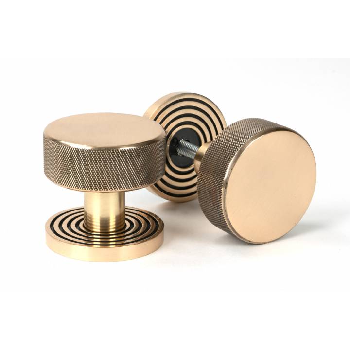 Polished Bronze Brompton Mortice/Rim Knob Set (Beehive)