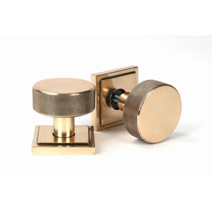 Polished Bronze Brompton Mortice/Rim Knob Set (Square)