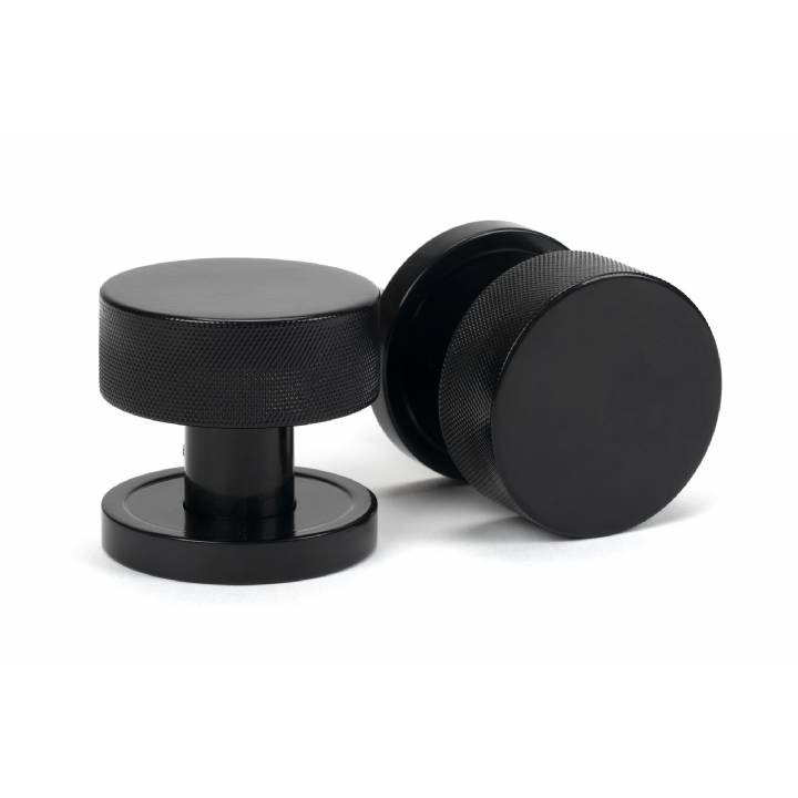 Black Brompton Mortice/Rim Knob Set (Plain)