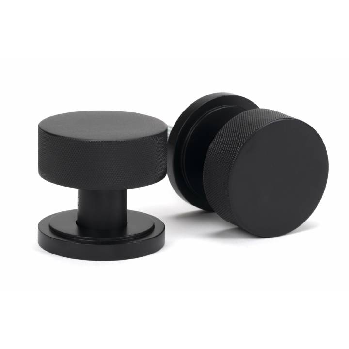 Matt Black Brompton Mortice/Rim Knob Set (Art Deco)