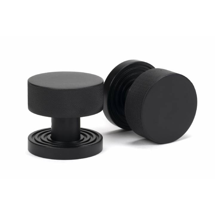 Matt Black Brompton Mortice/Rim Knob Set (Beehive)