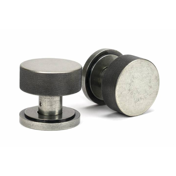 Pewter Brompton Mortice/Rim Knob Set (Art Deco)