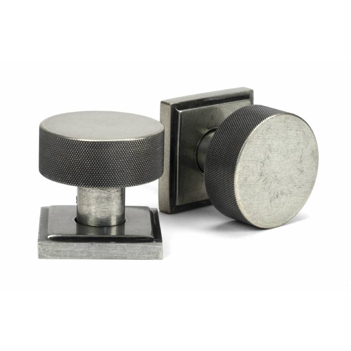 Pewter Brompton Mortice/Rim Knob Set (Square)