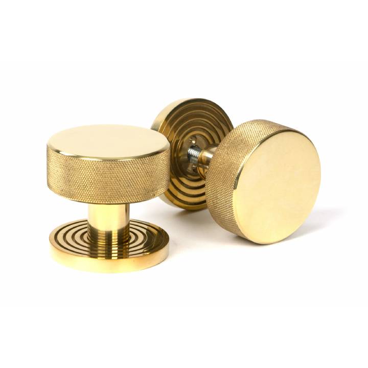 Polished Brass Brompton Mortice/Rim Knob Set (Beehive)