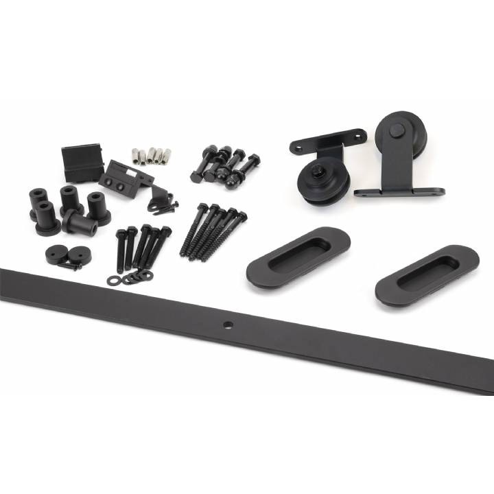 100kg Black (Top Mount) Sliding Door Hardware Kit (2m Track)