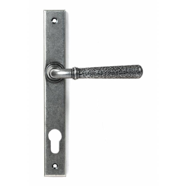 Pewter Hammered Newbury Slimline Espag. Lock Set