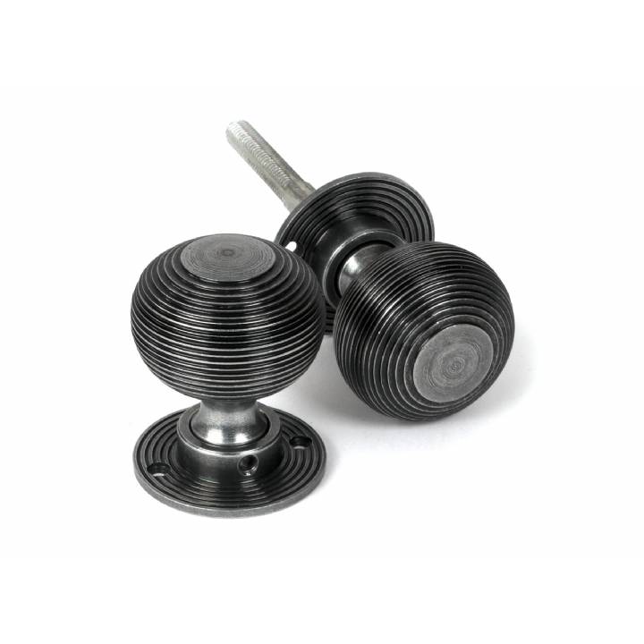 Pewter Heavy Beehive Mortice/Rim Knob Set