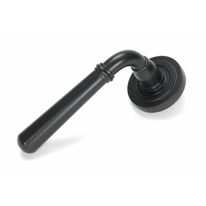 Matt Black Newbury Lever on Rose Set (Art Deco)