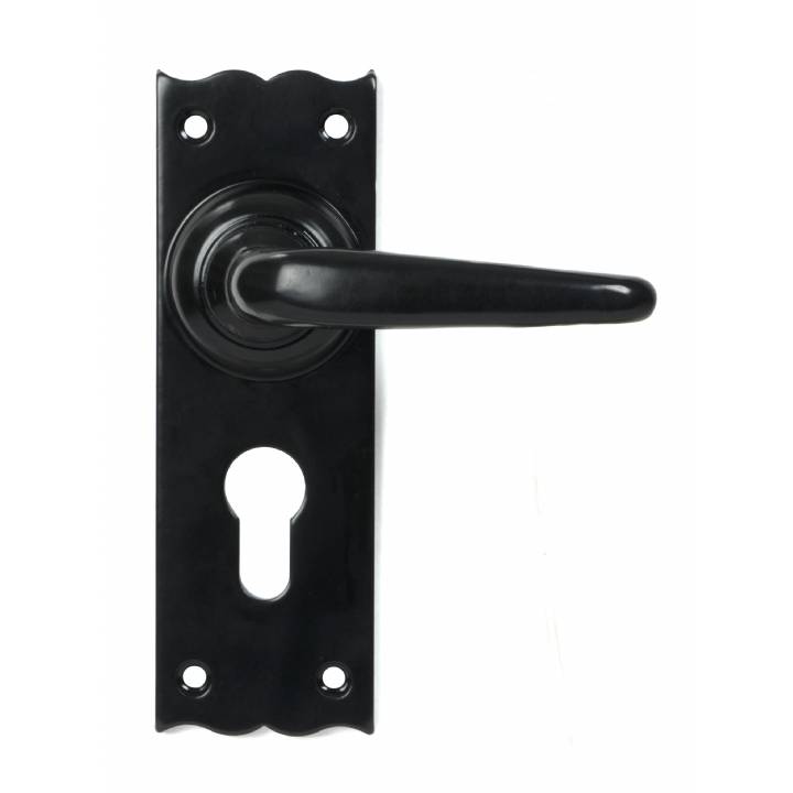 Black Oak Lever Euro Lock Set