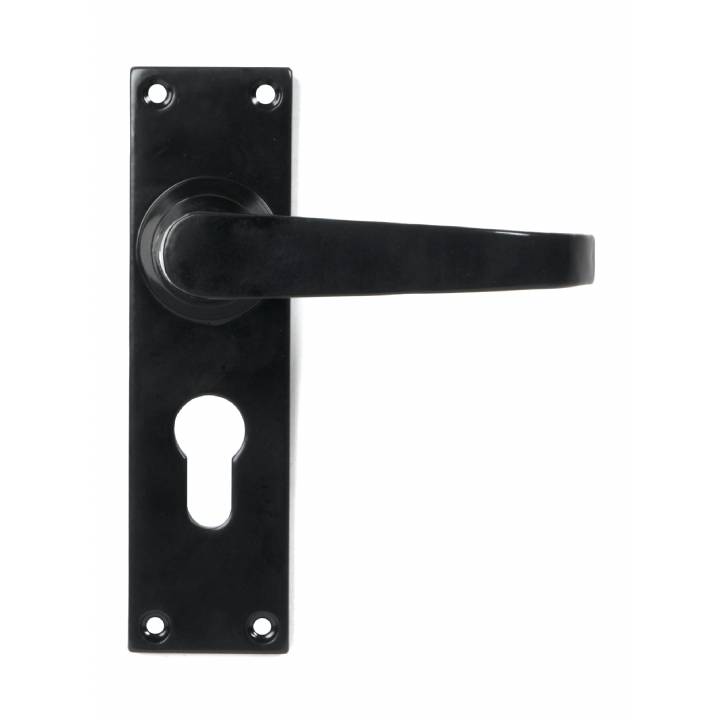 Black Deluxe Lever Euro Lock Set