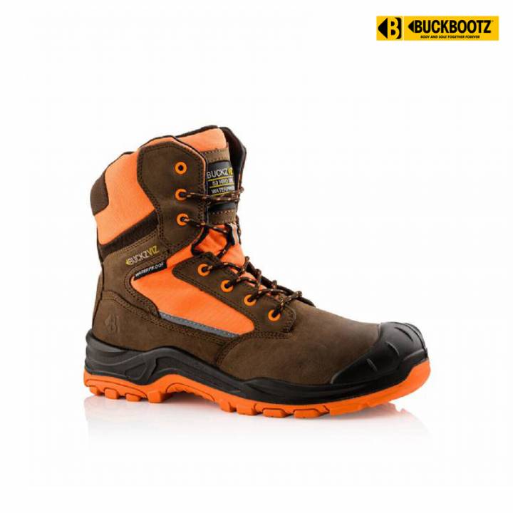 BUCKLER HIGH VIZ METAL FREE WATERPROOOF SAFETY LACE/ZIP BOOT ORANGE