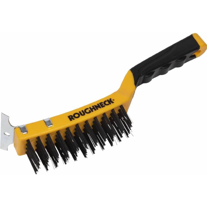 ROUGHNECK WIRE BRUSH WITH SCRAPER