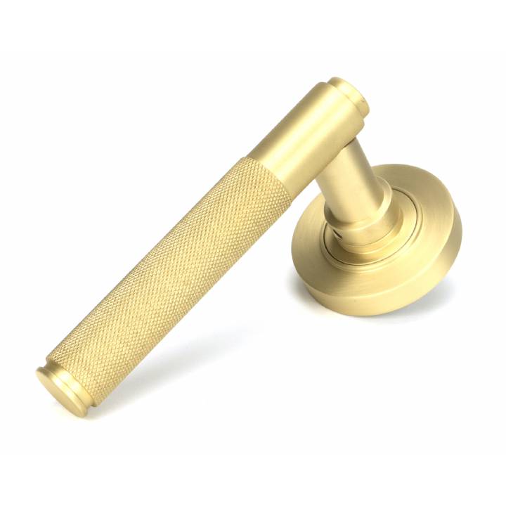 Satin Brass Brompton Lever on Rose Set (Plain) - Unsprung