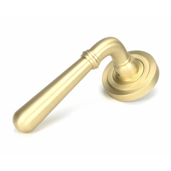 Satin Brass Newbury Lever on Rose Set (Art Deco)