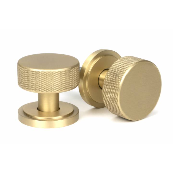 Satin Brass Brompton Mortice/Rim Knob Set (Art Deco)