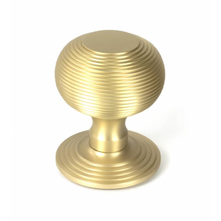 Satin Brass Beehive Centre Door Knob