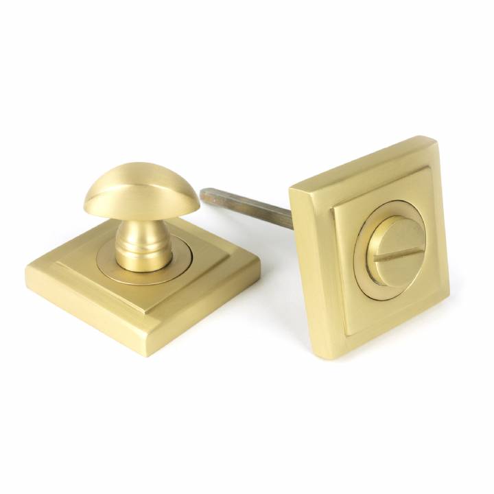 Satin Brass Round Thumbturn Set (Square)