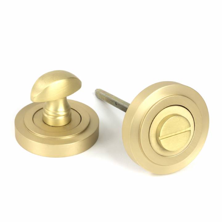 Satin Brass Round Thumbturn Set (Art Deco)