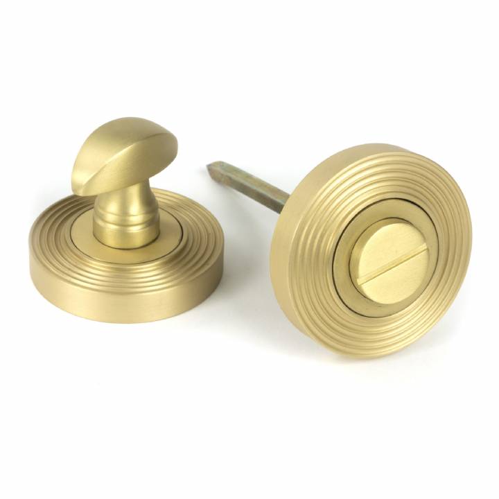 Satin Brass Round Thumbturn Set (Beehive)