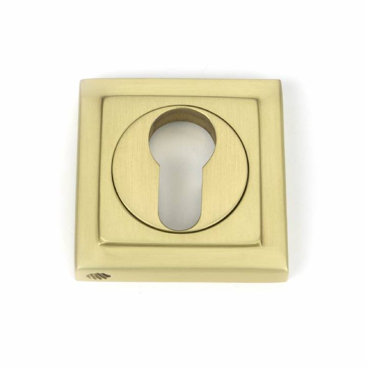 Satin Brass Round Euro Escutcheon (Square)