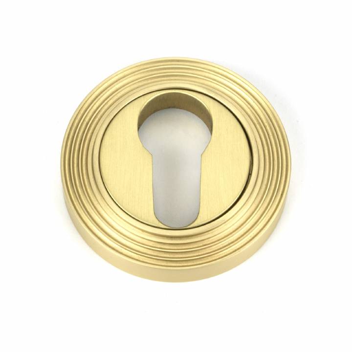 Satin Brass Round Euro Escutcheon (Beehive)