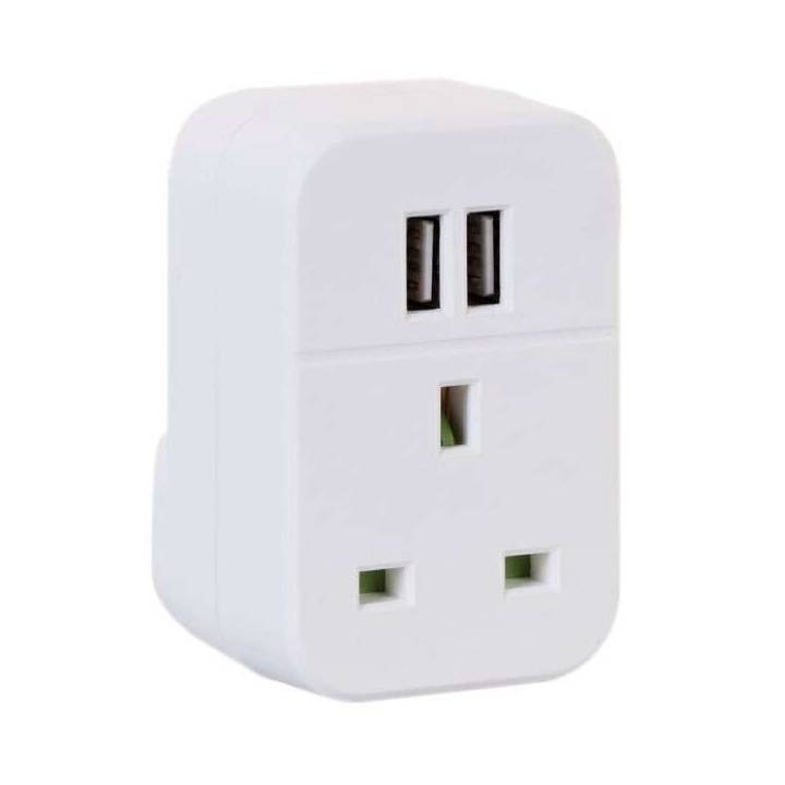 3 PIN PLUG WITH DOUBLE USB SOCKETS
