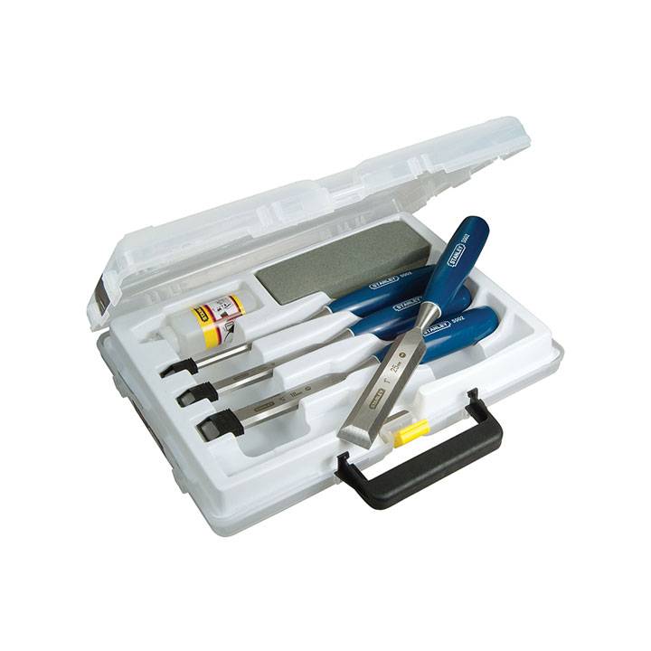 STANLEY 6 PCE BEVEL EDGE CHISEL AND OILSTONE SET