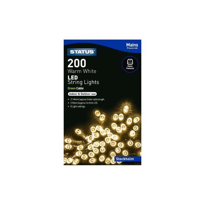 STATUS STOCKHOLM 200 WARM WHITE LED CHRISTMAS LIGHTS