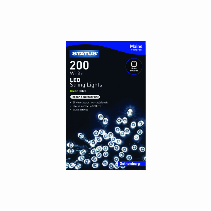 STATUS GOTHENBURG 200 WHITE LED CHRISTMAS STRING LIGHTS