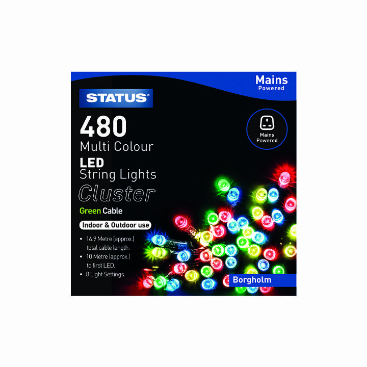 STATUS BORGHOLM 480 MULTI-COLOURED LED CLUSTER CHRISTMAS LIGHTS