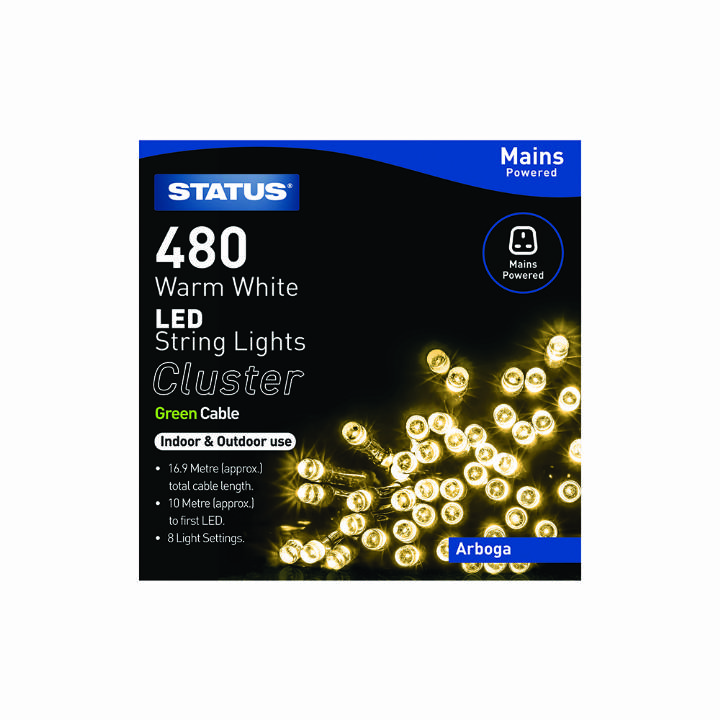 STATUS ARBOGA 480 WARM WHITE LED CLUSTER CHRISTMAS LIGHTS