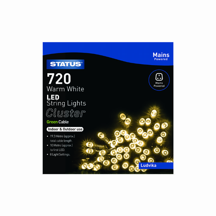 STATUS LUDVIKA 720 WARM WHITE LED CLUSTER CHRISTMAS LIGHTS