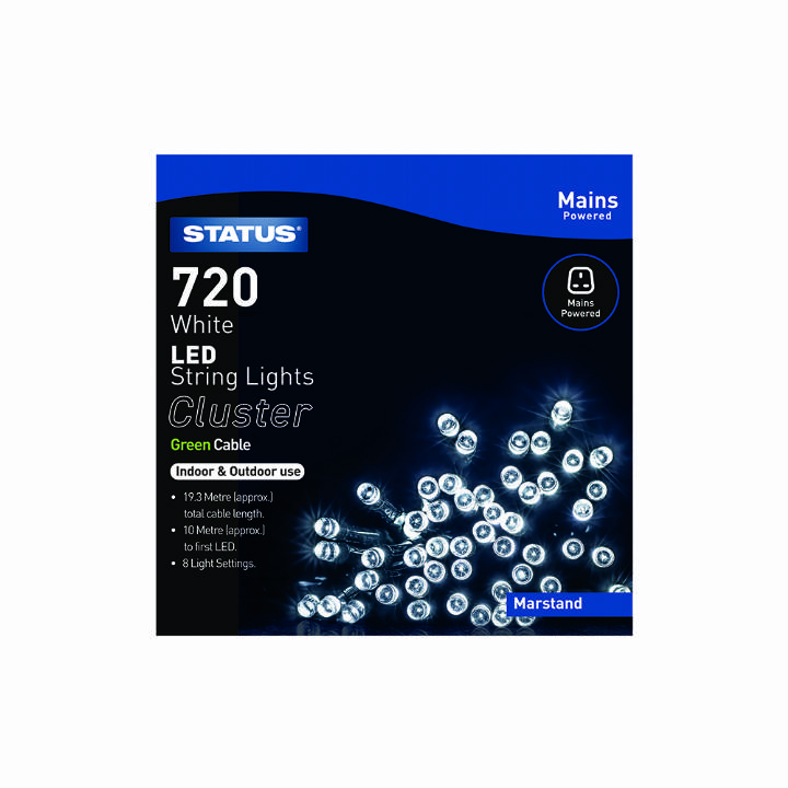 STATUS MARSTAND 720 WHITE LED CLUSTER CHRISTMAS LIGHTS